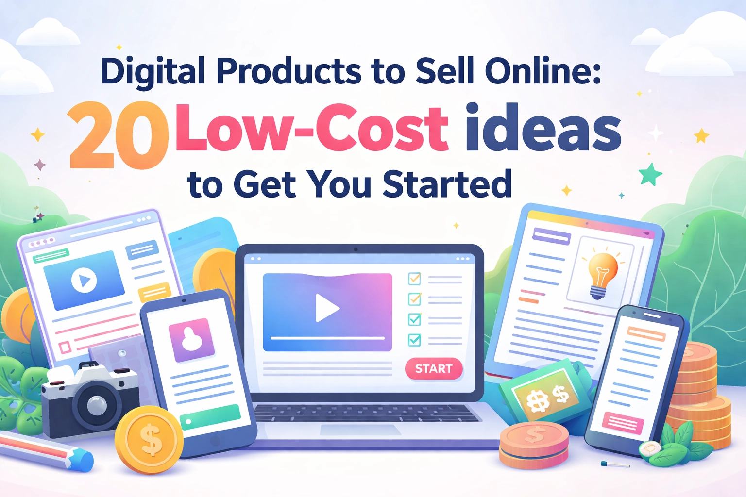 Read more about the article Digital Products to Sell Online: 20 Low-Cost Ideas to Get You Started