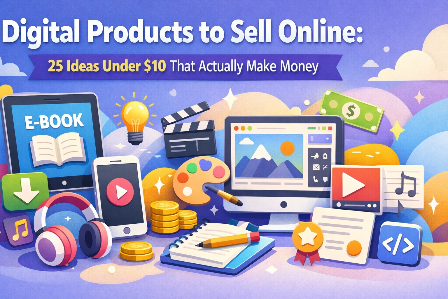 You are currently viewing Digital Products to Sell Online: 25 Ideas Under $10 That Actually Make Money