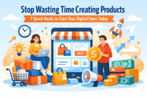 Read more about the article Stop Wasting Time Creating Products: 7 Quick Hacks to Start Your Digital Store Today