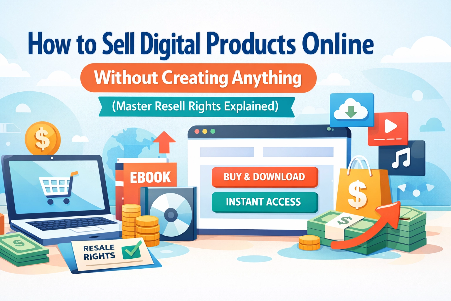 You are currently viewing How to Sell Digital Products Online Without Creating Anything (Master Resell Rights Explained)