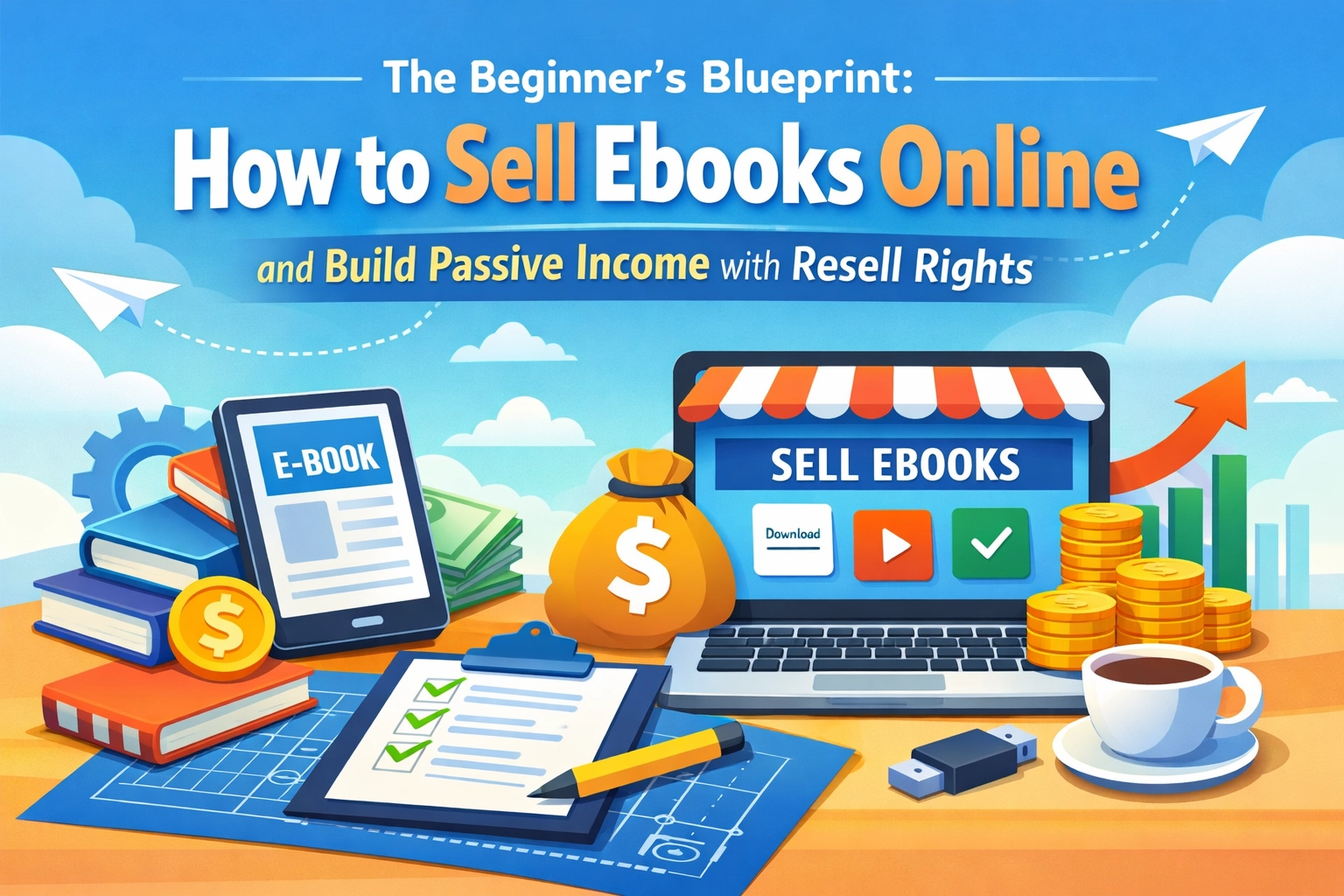 You are currently viewing The Beginner’s Blueprint: How to Sell Ebooks Online and Build Passive Income with Resell Rights